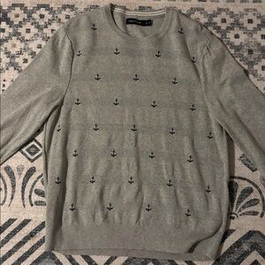 Nautica Gray Sweater with Anchor Design